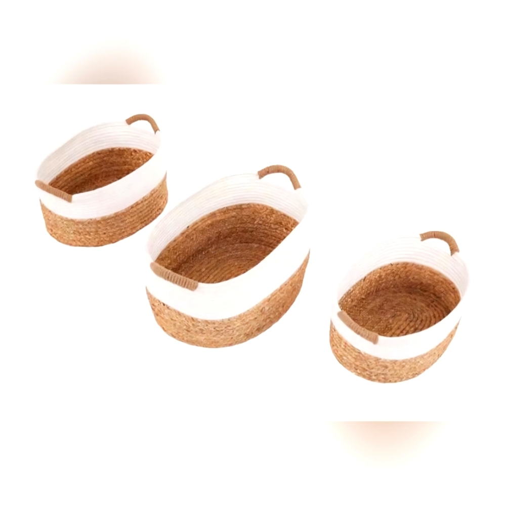 Seville Classics Hyacinth & Rope Baskets, 3 Piece Set